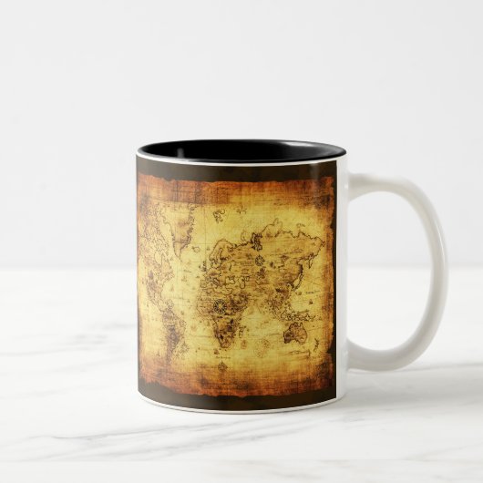 Antiek  Historische Oude Wereldkaart Koffie Mok (Rechts)