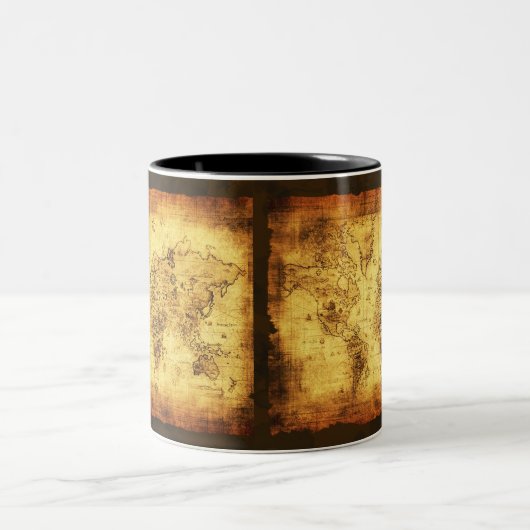 Antiek  Historische Oude Wereldkaart Koffie Mok (Center)