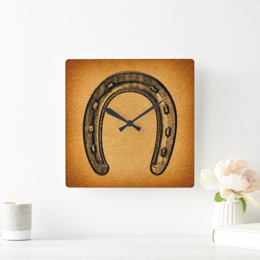 Antiek Hoefijzer  Western Hoefijzer Vierkante Klok (Huis)