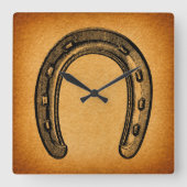 Antiek Hoefijzer  Western Hoefijzer Vierkante Klok (Voorkant)