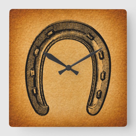 Antiek Hoefijzer  Western Hoefijzer Vierkante Klok (Voorkant)