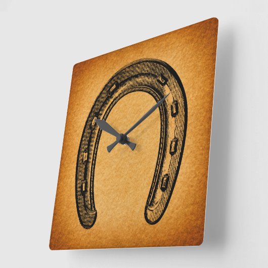 Antiek Hoefijzer  Western Hoefijzer Vierkante Klok (Hoek)