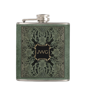 Antiek Hoesje  leder Monogram boek Heupfles