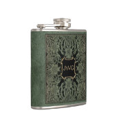 Antiek Hoesje leder Monogram boek Heupfles (Rechts)