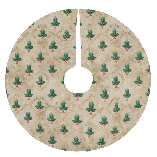 Antiek Holly Damask Patroon Kerstboom Rok (Voorkant)