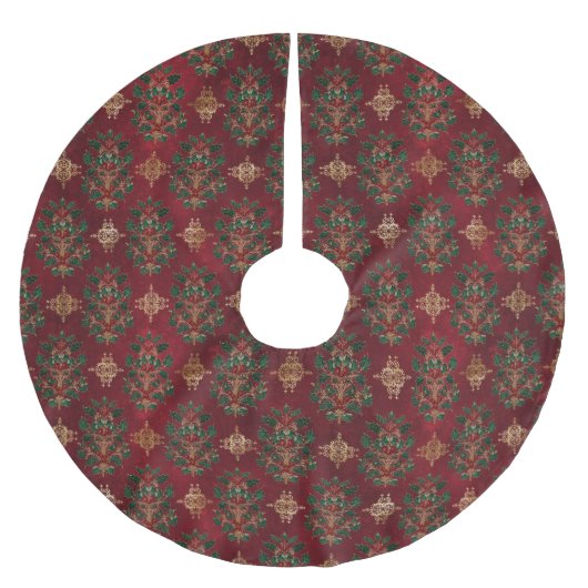Antiek Holly Damask Patroon Kerstboom Rok (Voorkant)