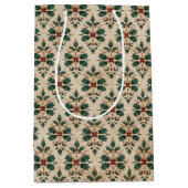 Antiek Holly Damask Patroon Medium Cadeauzakje (Voorkant)