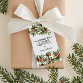 Antiek Holly kerstvakantie Cadeaulabel