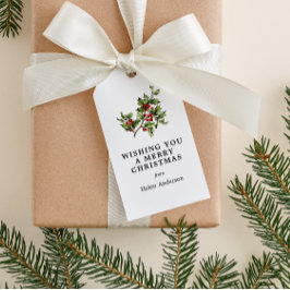 Antiek Holly kerstvakantie Cadeaulabel