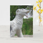 Antiek hond Figurine Kaart (Gele Bloem)