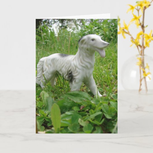 Antiek hond kaart (Gele Bloem)