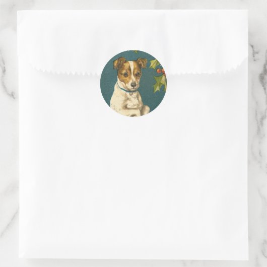 Antiek hond Kerst sticker (Tas)