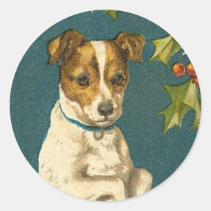 Antiek hond Kerst sticker