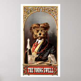 Antiek hond met monocle poster