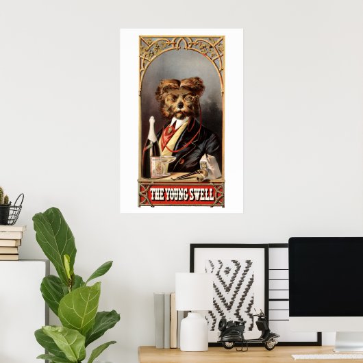 Antiek hond met monocle poster (Thuiskantoor)