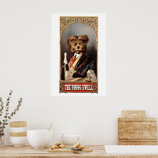 Antiek hond met monocle poster (Keuken)