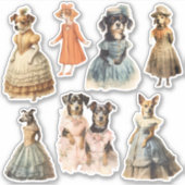 Antiek Honden in Kleding Junk Journal Kit Sticker (Voorkant)