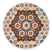 Antiek Honeycomb Quilt Pattern - Folk Art Crafty Keramische Knop (Voorkant)