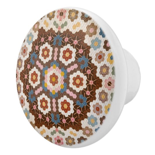 Antiek Honeycomb Quilt Pattern - Folk Art Crafty Keramische Knop (Rechts)