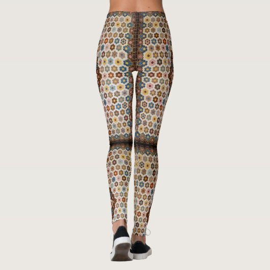Antiek Honeycomb Quilt Pattern - Folk Art Crafty Leggings (Achterkant)