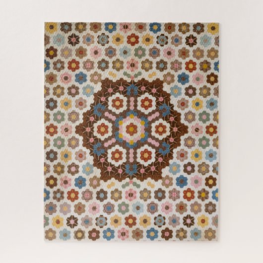 Antiek Honeycomb Quilt Pattern - Folk Art Crafty Legpuzzel (Verticaal)