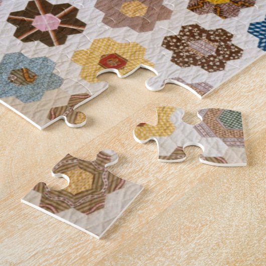 Antiek Honeycomb Quilt Pattern - Folk Art Crafty Legpuzzel (Zijkant)