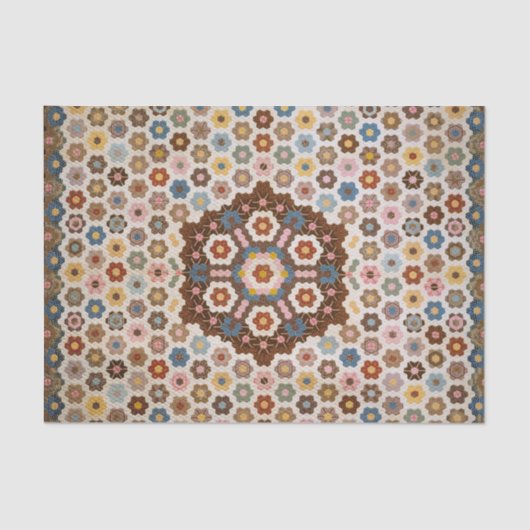 Antiek Honeycomb Quilt Pattern - Folk Art Crafty Tissuepapier (Voorkant)