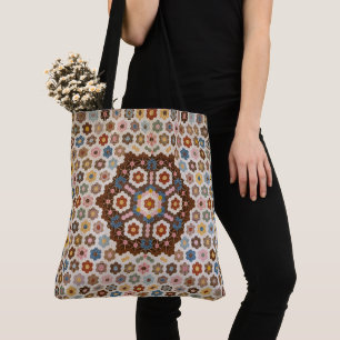 Antiek Honeycomb Quilt Pattern - Folk Art Crafty Tote Bag