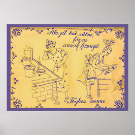 Antiek Hongaars muurdoekontwerp Poster