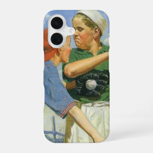 Antiek honkbal, kinderen, jongens die sporten iPhone 16 hoesje