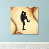 Antiek honkbalspeler Pitcher Canvas Afdruk (Insitu (Houten vloer))