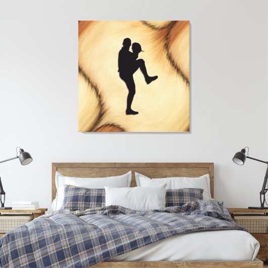 Antiek honkbalspeler Pitcher Canvas Afdruk (Insitu (Slaapkamer))