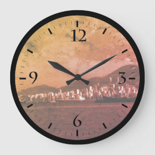 Antiek horloge met zicht op Hong Kong China Grote Klok