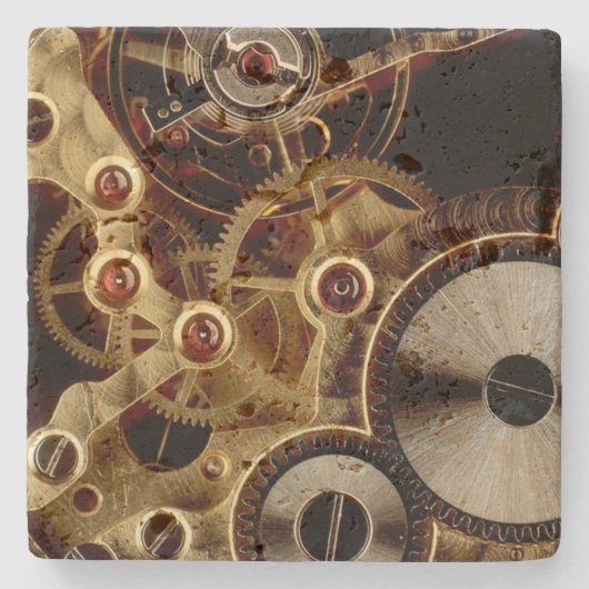 Antiek horlogemechanisme stenen onderzetter (Voorkant)