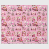 Antiek Hot Roze Victoriaans Kerstcadeau Wrap Cadeaupapier (Vlak)
