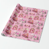 Antiek Hot Roze Victoriaans Kerstcadeau Wrap Cadeaupapier (Uitgerold)