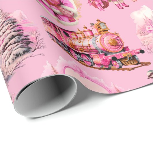 Antiek Hot Roze Victoriaans Kerstcadeau Wrap Cadeaupapier (Rol Hoek)