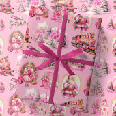 Antiek Hot Roze Victoriaans Kerstcadeau Wrap Cadeaupapier
