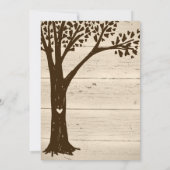 Antiek Hout Carved Heart Tree Wedding Invites Kaart (Achterkant)
