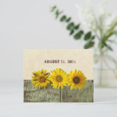 Antiek Hout Geel Zonnebloem Bewaar de Datum Aankondigingskaart (Staand voorkant)