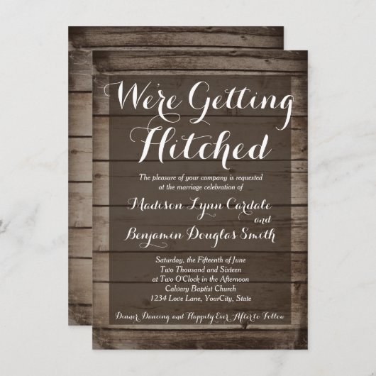 Antiek hout krijgen lifted bruiloft uitnodigingen (Voorkant / Achterkant)