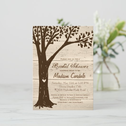 Antiek houten handboom Bridal Shower Invitations Kaart (Staand voorkant)