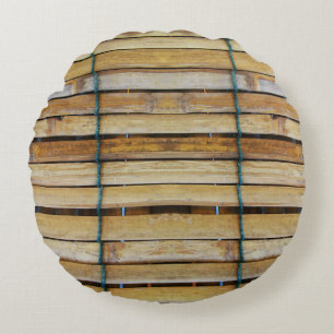 Antiek houten houten houten houten latten rond kussen