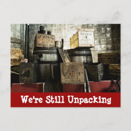 Antiek houten kratten We verhuisden nieuwe adres K Aankondigingskaart