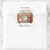 Antiek houten radio-kookplaat vierkante sticker (Tas)