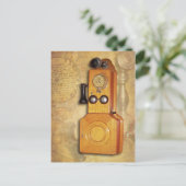 Antiek houten wandtelefoon briefkaart (Staand voorkant)