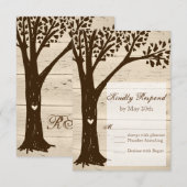 Antiek Houtskaartjes met bomen RSVP-kaarten RSVP Kaartje (Voorkant / Achterkant)