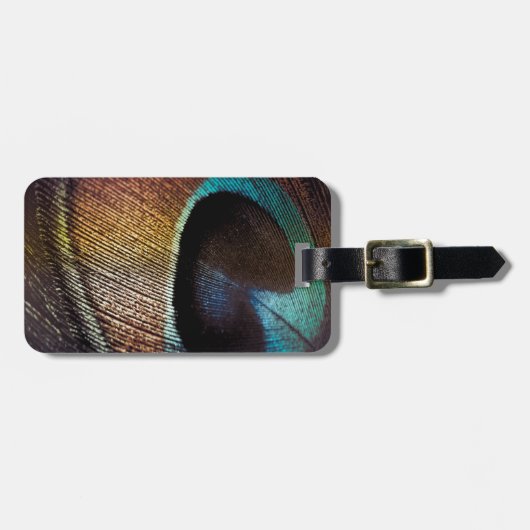 Antiek Hues Peacock Feather Eye Bagagelabel (Voorkant horizontaal)