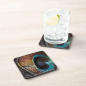 Antiek Hues Peacock Feather Eye Drankjes Onderzetter (Rechterzijde)
