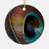 Antiek Hues Peacock Feather Eye Keramisch Ornament (Voorkant)